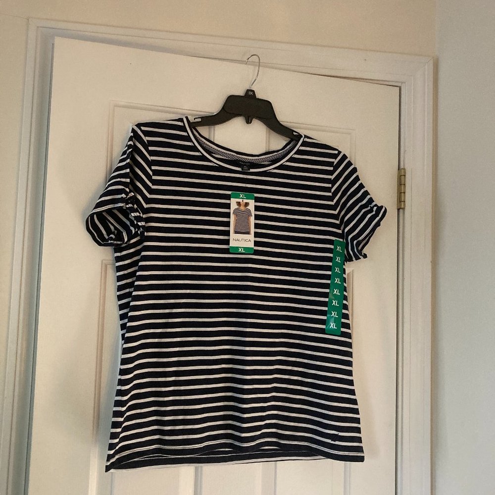 New Nautica Ladies Tie Sleeve Top XL